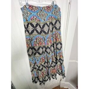 NY Collection Blue Multicolor Full Maxi Skirt Women Size Large Colorful, Artsy